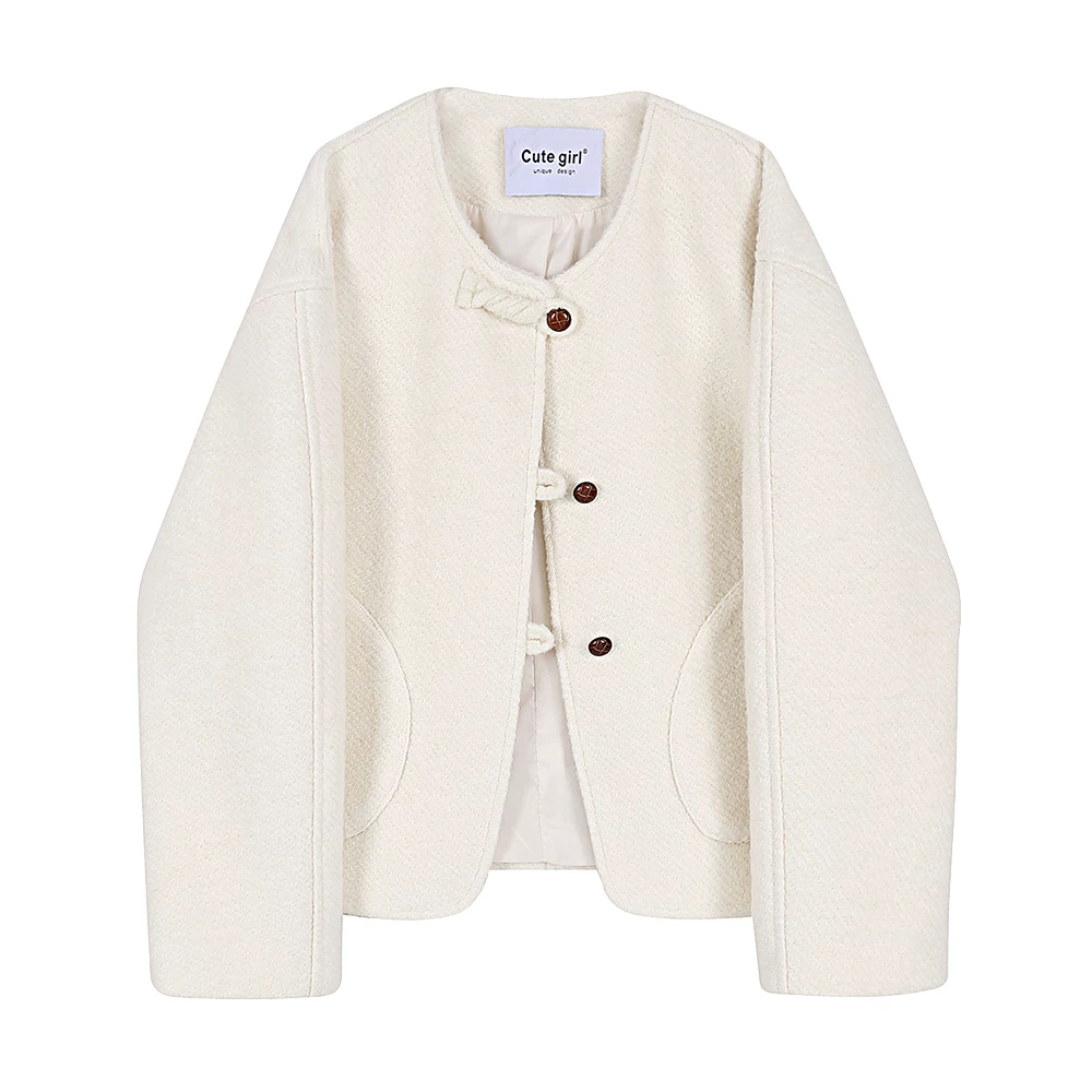 Áo khoác ngắn kiểu Pháp bằng vải tweed của CuteGirl dành cho nữ, mẫu mới xuân thu 2025, áo khoác sang trọng và thanh lịch dành cho quý cô.