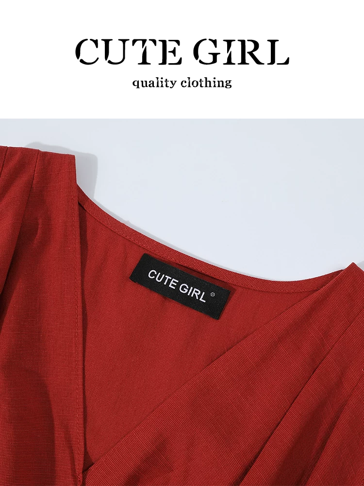 Áo vest không tay màu đỏ xoắn cổ chữ V thiết kế độc đáo của CuteGirl dành cho nữ, một chiếc áo ôm eo độc đáo và lộng lẫy cho mùa hè.