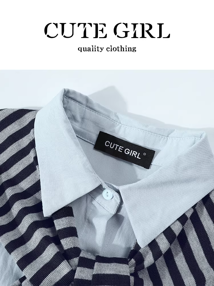Trang phục phong cách thoải mái của CuteGirl: Bộ trang phục hoàn chỉnh gồm áo sơ mi xanh nữ có khăn choàng, quần ống rộng lưng thun, kiểu dáng giản dị.