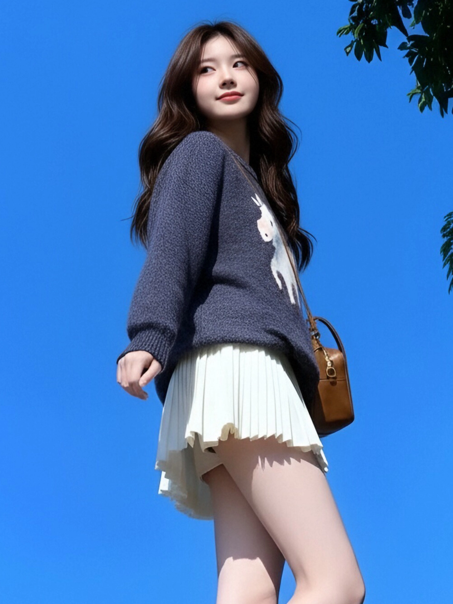 Áo len màu xám jacquard thắt nơ thiết kế CuteGirl dành cho nữ, áo dệt kim giảm tuổi cao cấp mùa đông