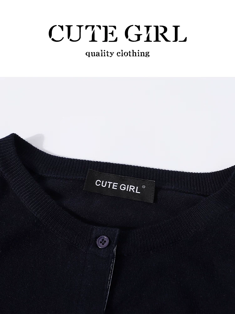 CuteGirl phong cách Hàn Quốc Bộ đồ độc đáo và siêu xinh dành cho nữ, áo len dệt kim cổ tròn thanh lịch mùa thu và váy hai mảnh