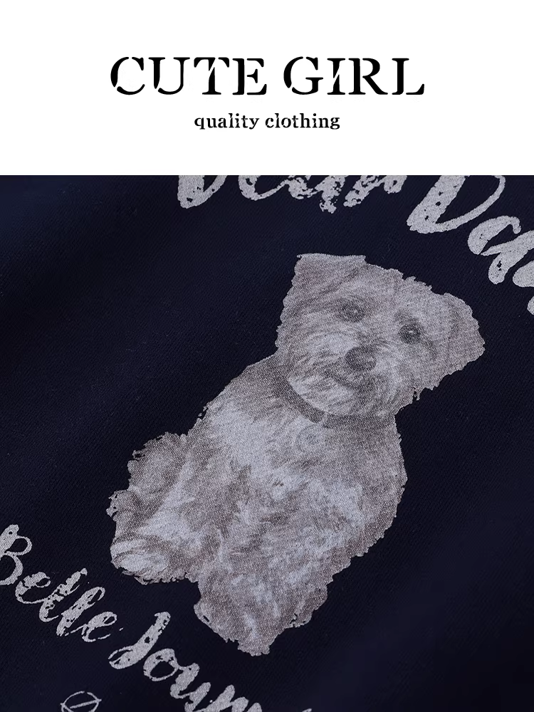 Áo len dài tay cổ tròn in hình hoạt hình phong cách Hàn Quốc dành cho nữ, thiết kế mùa thu, áo dáng rộng, giản dị và đa năng