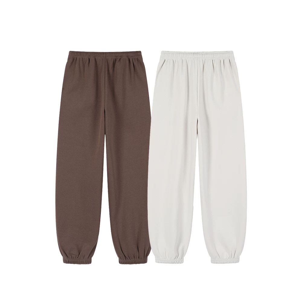 Quần jogger nữ chất liệu nỉ lót lông, màu xám, kiểu dáng dễ thương, nhỏ nhắn, mùa thu đông 2025, kiểu dáng mới, phong cách thường ngày, quần ống rộng