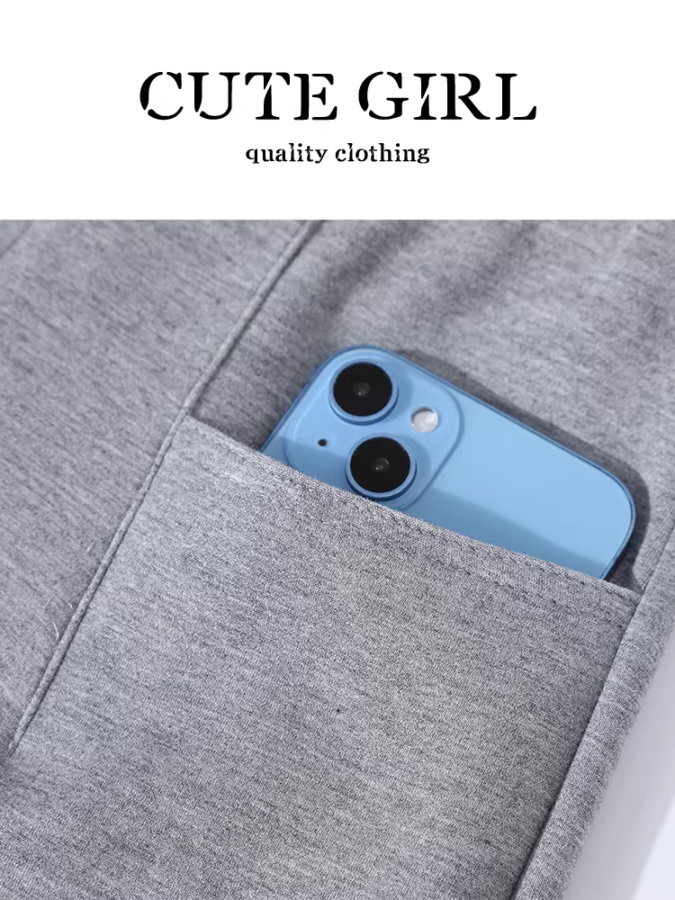 Quần ống rộng kiểu Hàn Quốc màu xám dành cho nữ, thiết kế mùa thu, cạp cao, tôn dáng, quần thường ngày đa năng