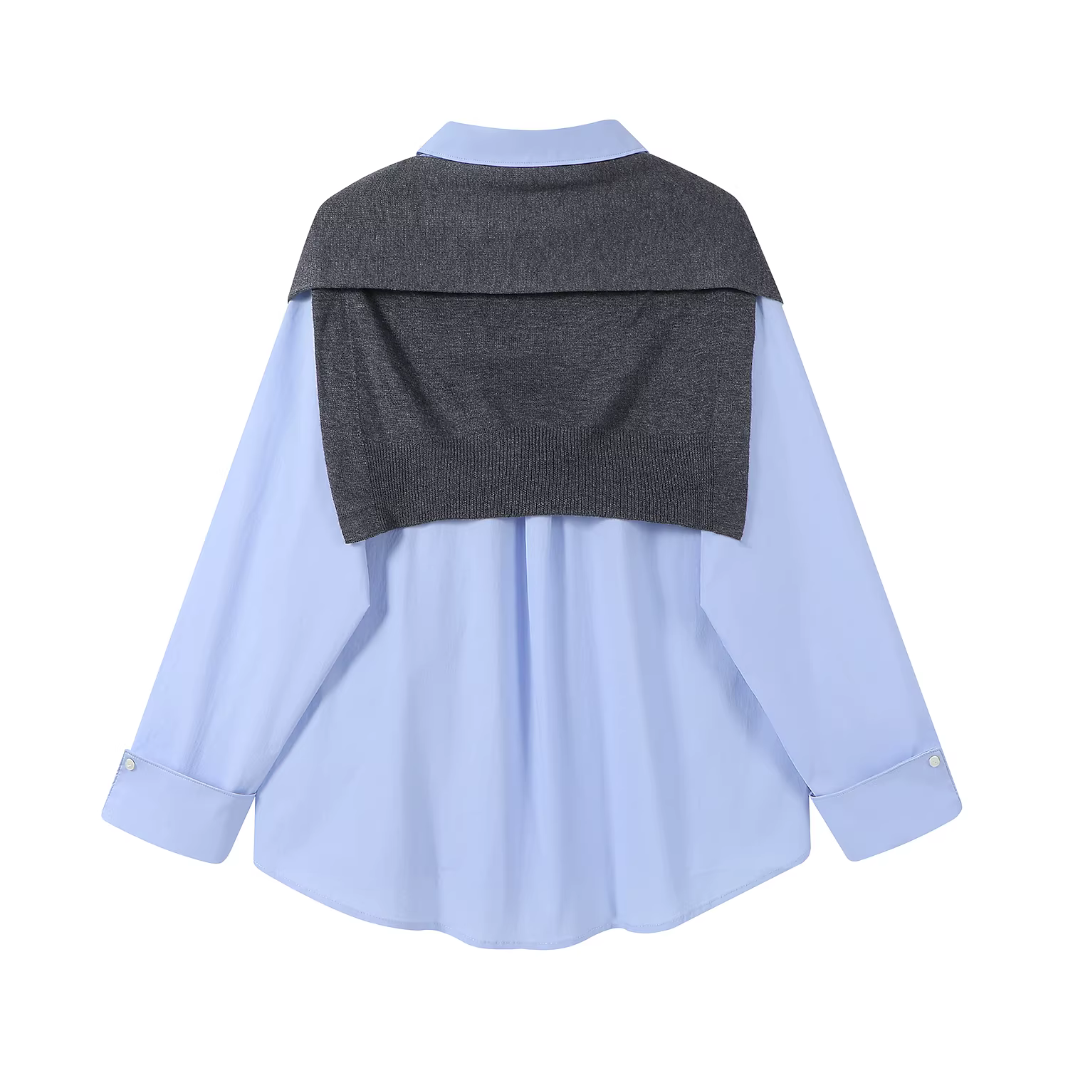 Áo sơ mi dài tay màu xanh cổ điển kiểu Pháp CuteGirl dành cho nữ, áo khoác đa năng độc đáo mùa xuân thu