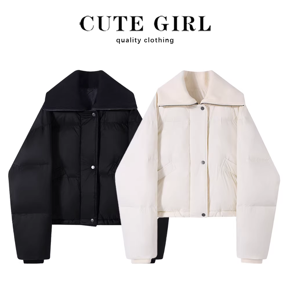 Áo khoác nữ dáng ngắn CuteGirl cổ búp bê, kiểu mới mùa đông 2025, cao cấp và siêu xinh