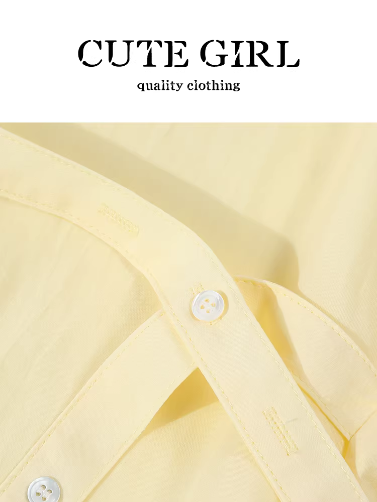 Áo sơ mi trắng phối ren phong cách Pháp dễ thương và ngọt ngào dành cho nữ, trang phục công sở mùa hè có thắt lưng