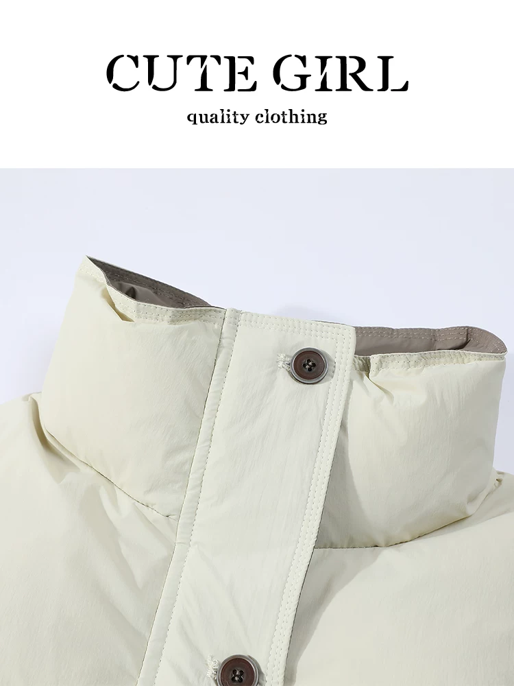 Áo khoác ngắn cổ đứng màu mơ kiểu dáng nhẹ nhàng của CuteGirl dành cho nữ, mùa thu đông, áo khoác cotton thanh lịch, rộng rãi, giản dị, đa năng