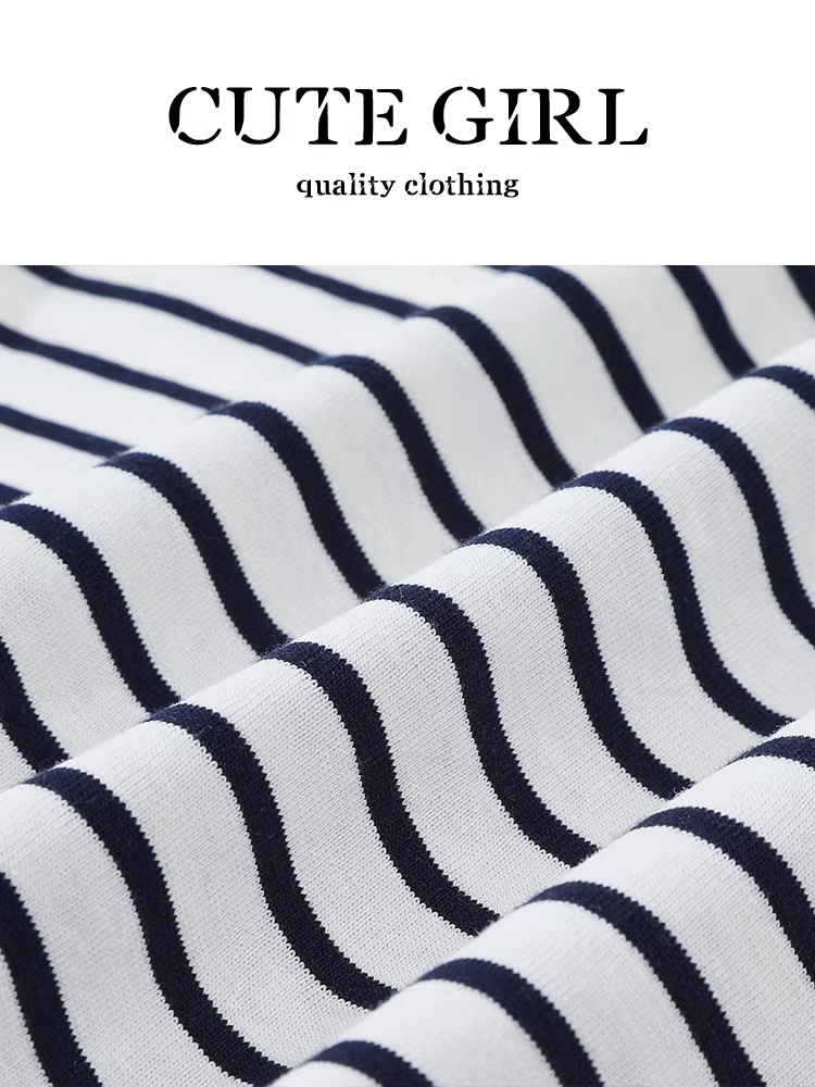 Áo thun ngắn tay kiểu dáng Hàn Quốc màu sắc phối sọc dễ thương dành cho nữ, thiết kế mùa hè, dáng rộng, giản dị, đa năng