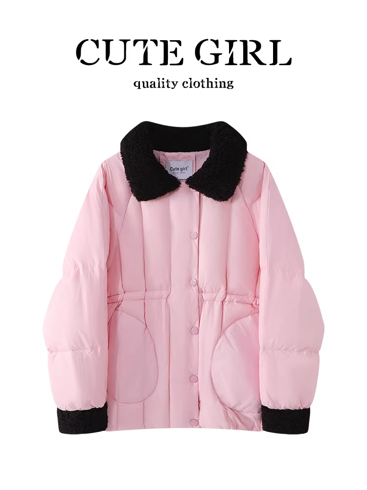 Áo khoác lông phối màu phong cách Hàn Quốc CuteGirl dành cho nữ, thiết kế mùa đông, áo khoác phối màu độc đáo