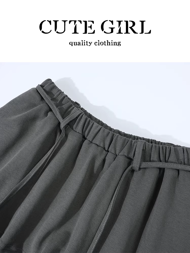 Bộ trang phục phong cách dễ thương dành cho nữ đầu thu giả hai mảnh áo thun dài tay cổ yếm quần dài bộ hai mảnh