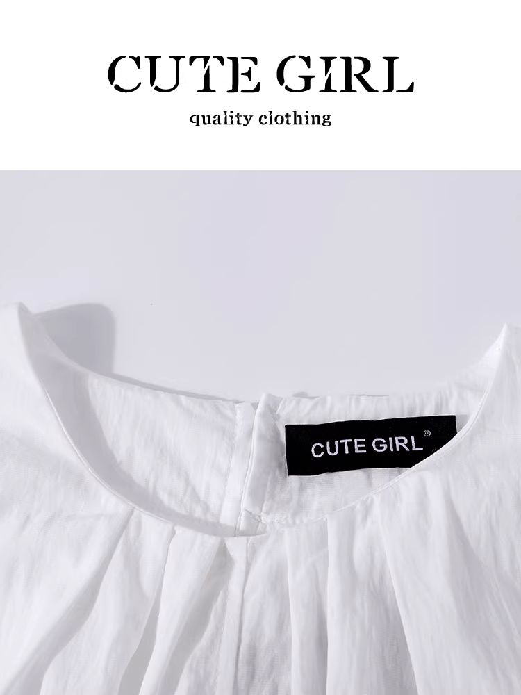 CuteGirl Thiết kế theo phong cách Hàn Quốc với tay áo xòe, áo sơ mi ngắn tay buộc dây phía sau dành cho nữ, áo bất đối xứng ôm eo mùa hè