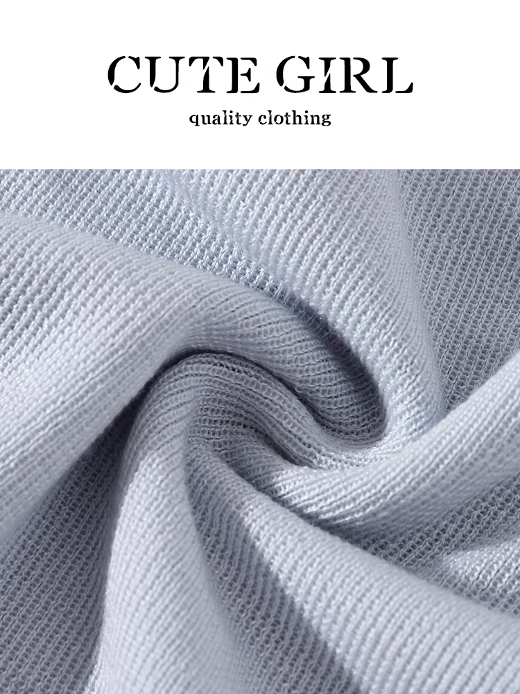 Áo thun ngắn tay màu xanh cổ tròn phối ren phong cách Pháp dễ thương dành cho nữ, áo ôm eo độc đáo và đẹp mắt cho mùa hè.