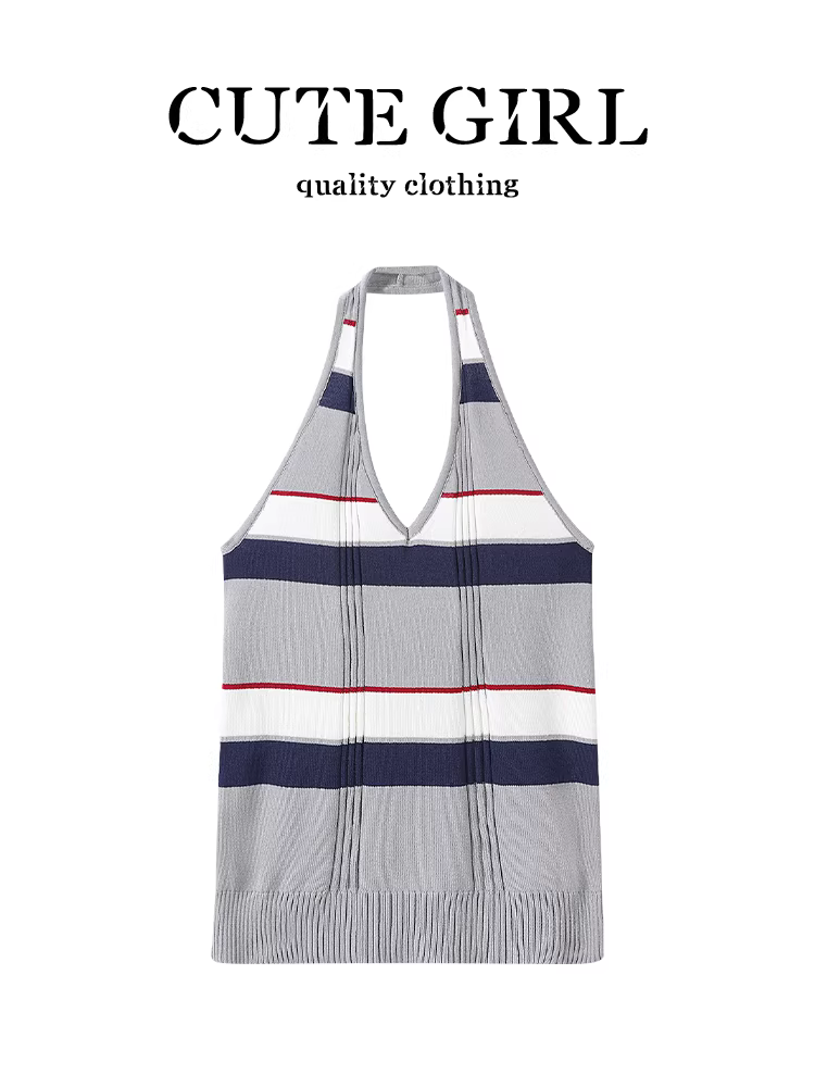 Áo dệt kim kiểu Mỹ của CuteGirl dành cho nữ, áo không tay ôm sát thanh lịch cao cấp mùa hè