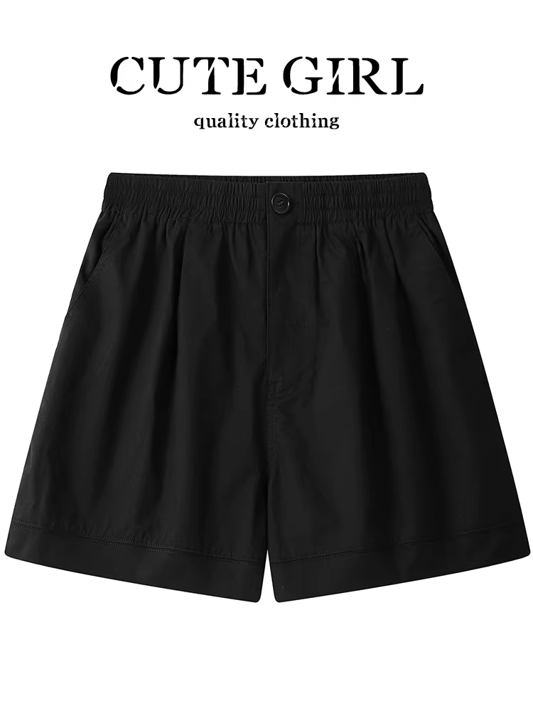 Quần short ống rộng lưng cao đa năng phong cách Hàn Quốc dành cho nữ, quần rộng dáng rộng thông thường mùa hè dành cho nữ