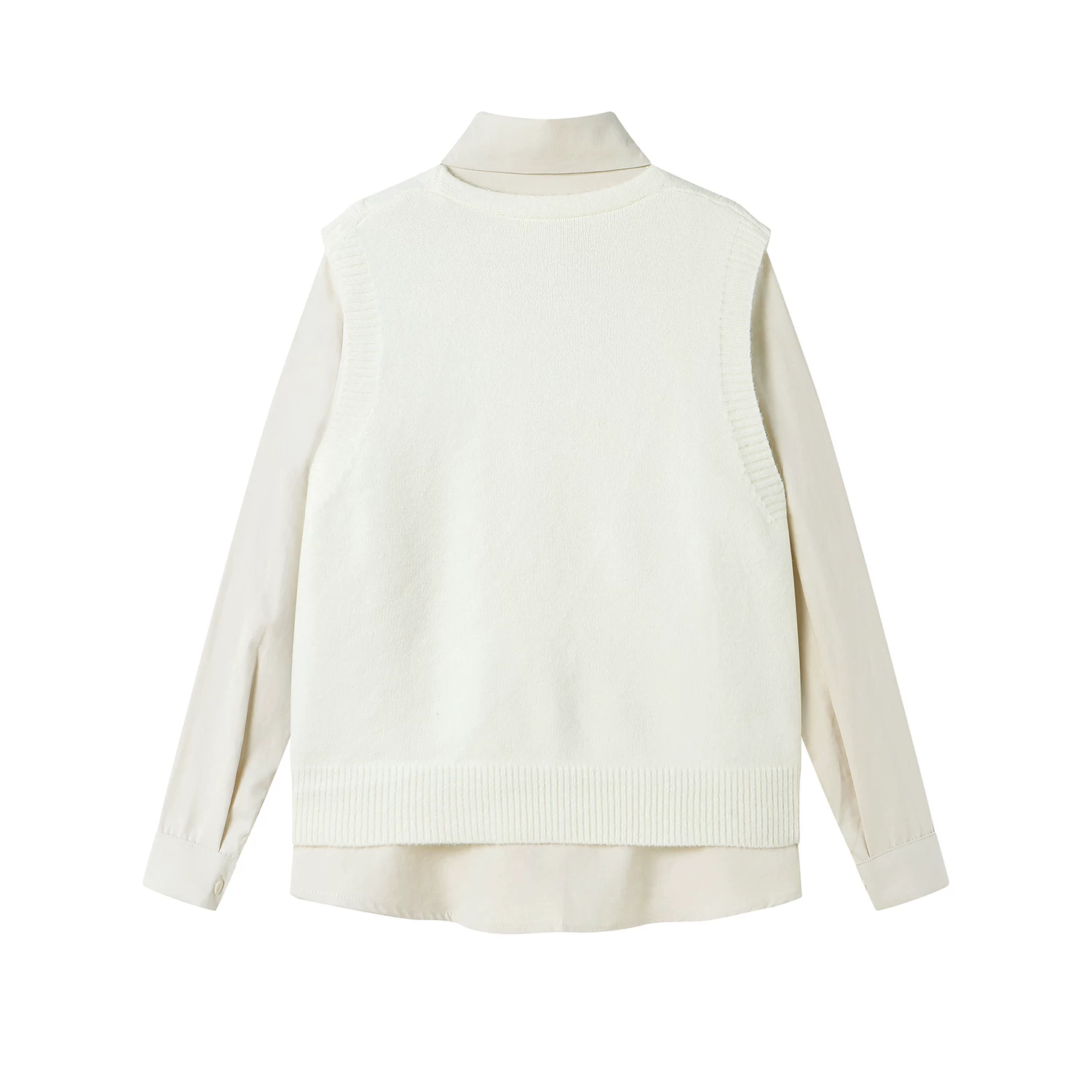 Áo cardigan dệt kim giảm tuổi tác theo phong cách preppy của CuteGirl dành cho nữ, phối lớp mùa xuân với áo sơ mi dài tay, bộ hai món