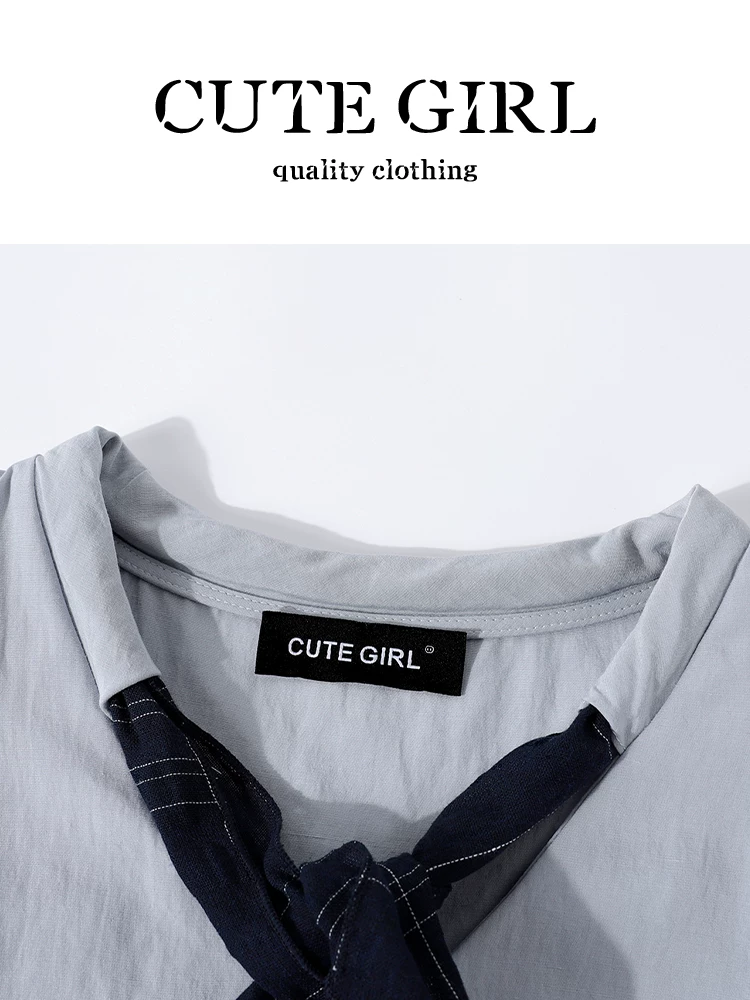 Áo sơ mi ngắn tay cổ chữ V màu trắng sành điệu của CuteGirl dành cho nữ, thời trang mùa hè, giảm tuổi tác, áo đa năng