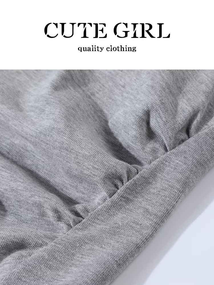 Áo yếm màu xám đơn giản phong cách Hàn Quốc dành cho nữ, áo đa năng ôm dáng mùa hè có đệm ngực tích hợp.