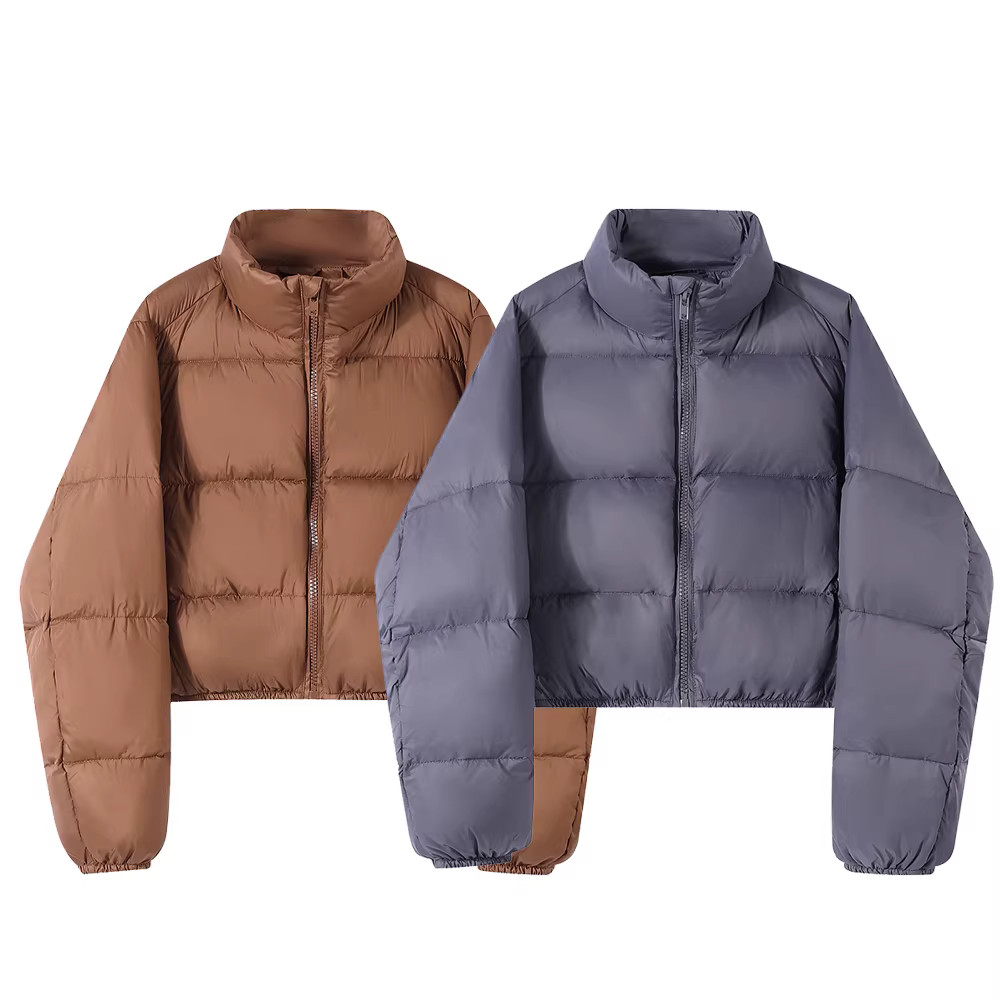 Áo khoác phao ngắn Kendall dáng nhỏ xinh dành cho nữ mùa đông 2025 kiểu mới, áo phao lông vũ trắng dày