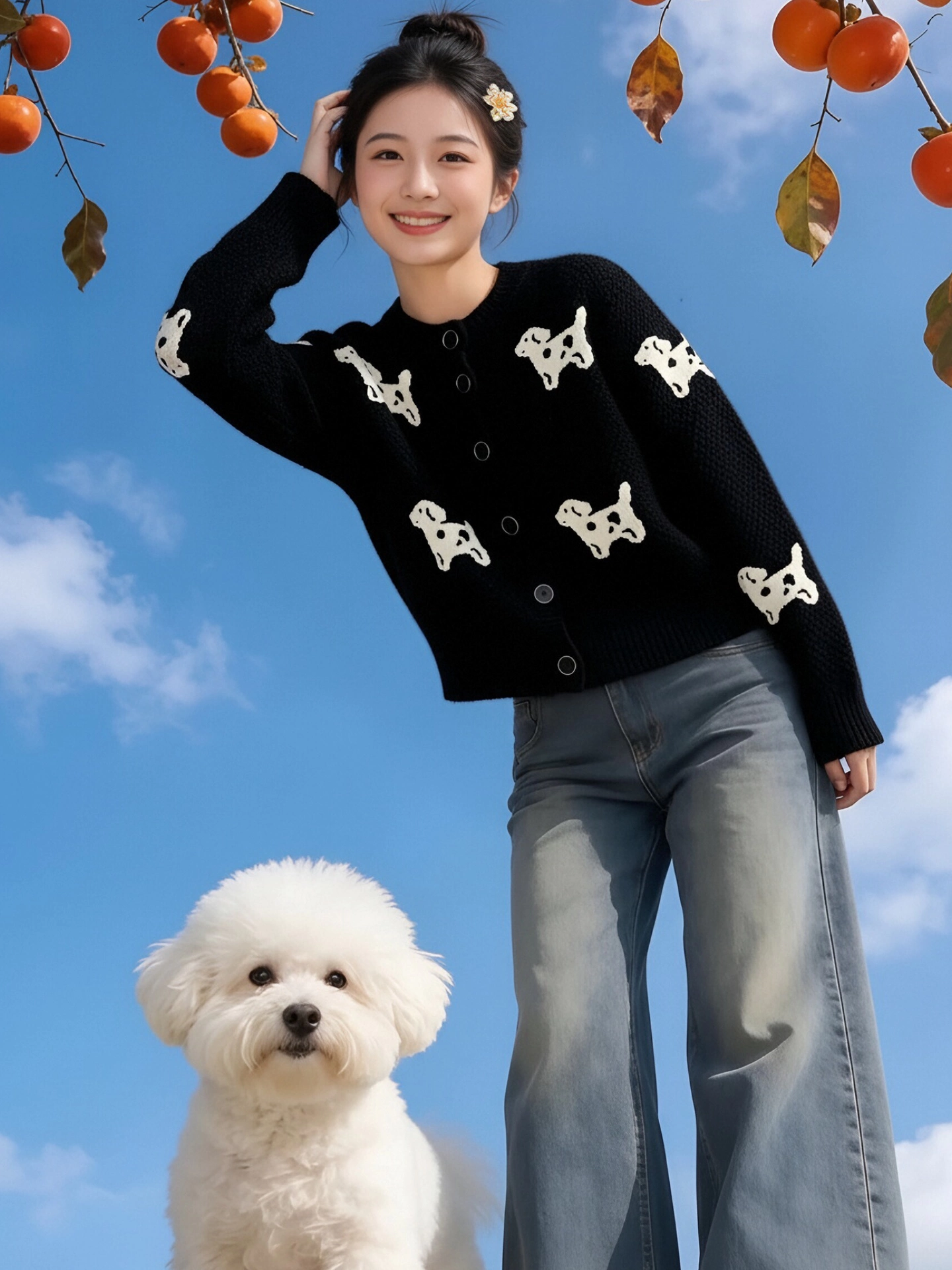 Áo len jacquard màu đen phong cách Hàn Quốc dành cho nữ, phong cách lười biếng mùa đông, áo len cardigan mềm mại đa năng, dáng rộng, giản dị