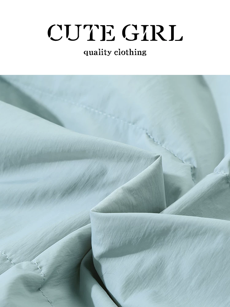 Áo khoác ngắn cổ đứng màu xanh lá cây phong cách Hàn Quốc của CuteGirl dành cho nữ, mùa thu đông, áo khoác cotton nhỏ nhắn, rộng rãi, giản dị, đa năng.