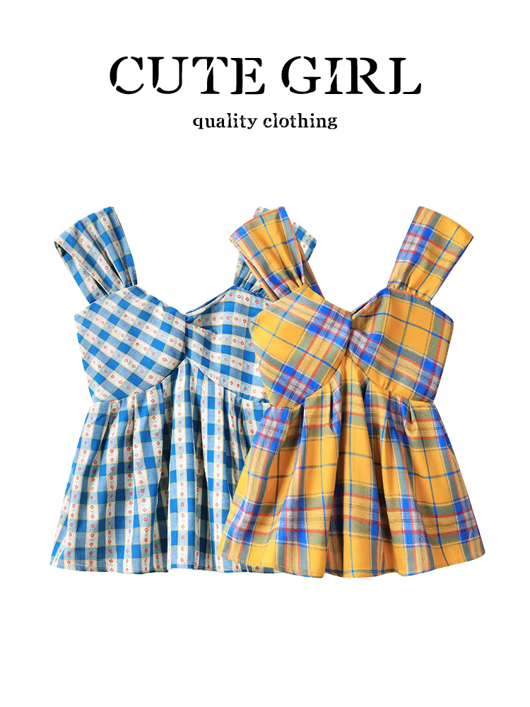 Áo yếm kẻ sọc màu dopamine phong cách Hàn Quốc dành cho nữ, áo không tay hở lưng thanh lịch và lộng lẫy mùa hè