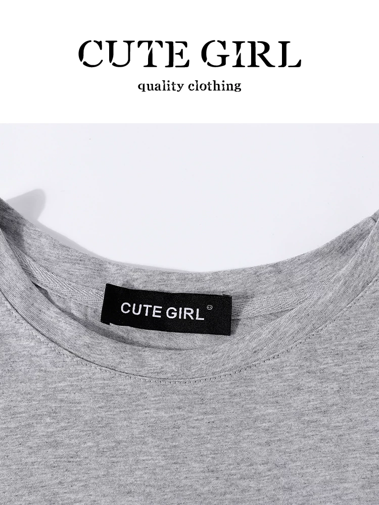 Bộ đồ mùa hè xinh xắn của CuteGirl, áo thun thêu hình chó con nữ, váy phồng kẻ sọc đỏ, bộ đồ hai mảnh