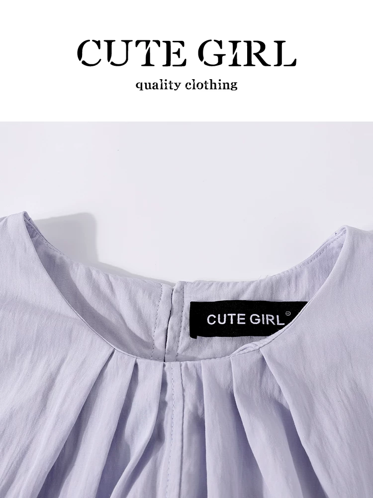 Áo sơ mi ngắn tay bất đối xứng độc đáo phong cách Hàn Quốc của CuteGirl có tay áo bay nhỏ dành cho nữ mùa hè có dây đeo lưng thắt eo