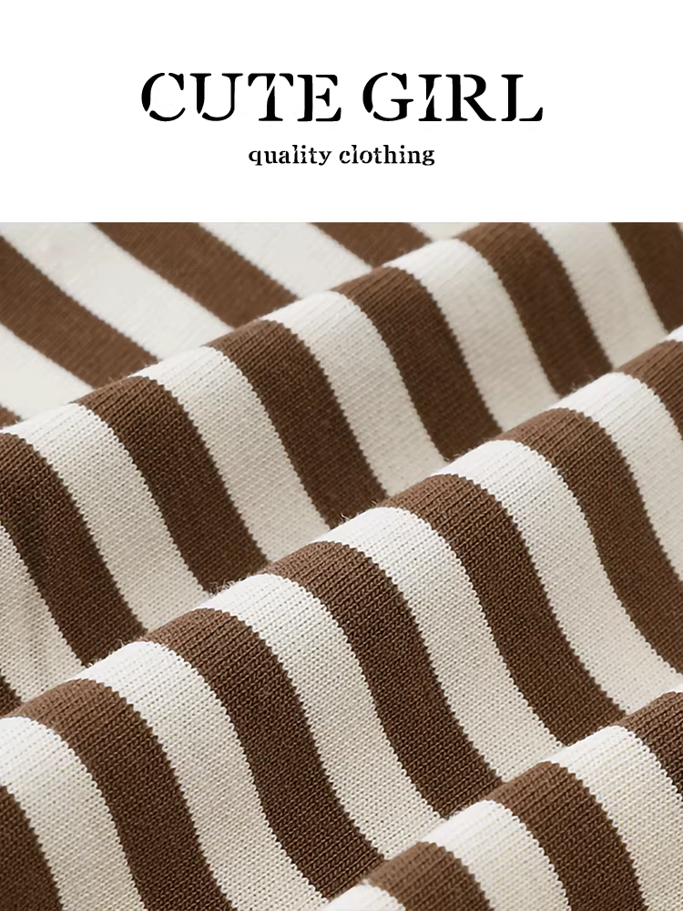 Áo kiểu dáng ôm sát, tay dài, cổ halter, sọc thời trang, phối dây lưng, đa năng, dành cho nữ, mùa thu của CuteGirl