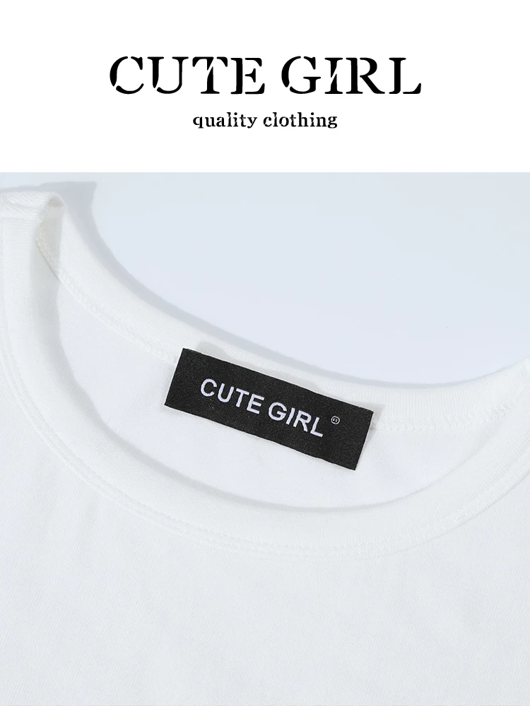 Bộ đồ nhỏ xinh mùa hè dành cho nữ, áo thun ngắn tay màu trắng kiểu preppy, váy kẻ sọc, bộ ba món