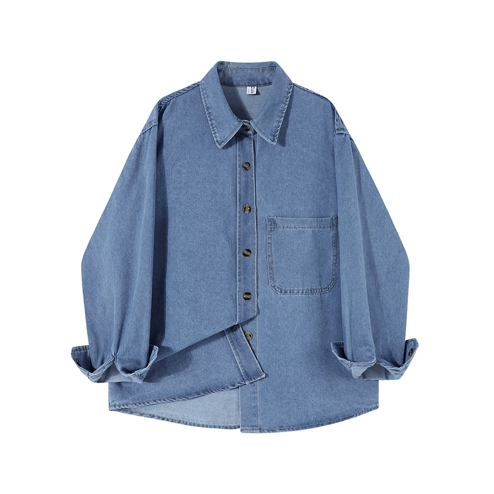 Áo khoác cardigan denim xanh CuteGirl dành cho nữ, kiểu dáng Hong Kong cổ điển, rộng rãi, mùa thu đông 2025, dành cho người phụ nữ nhỏ nhắn