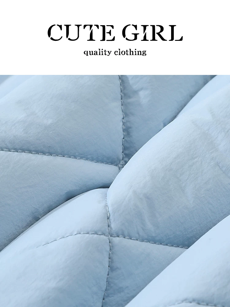 Áo khoác chần bông màu xanh phong cách Hàn Quốc có khăn choàng dành cho nữ, mùa thu đông, áo khoác cotton nhỏ nhắn, rộng rãi, đa năng, giảm tuổi tác.