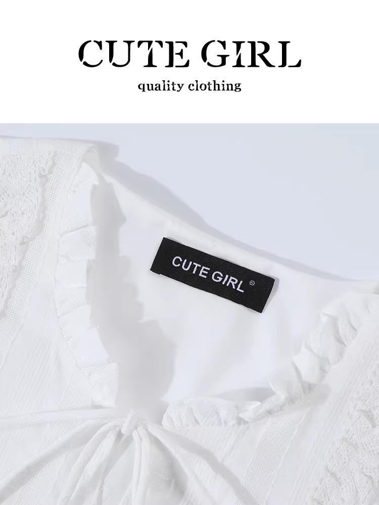 Áo sơ mi nữ màu trắng cổ chữ V phối ren phong cách Hàn Quốc dễ thương dành cho nữ đầu thu khí chất dịu dàng áo kiểu