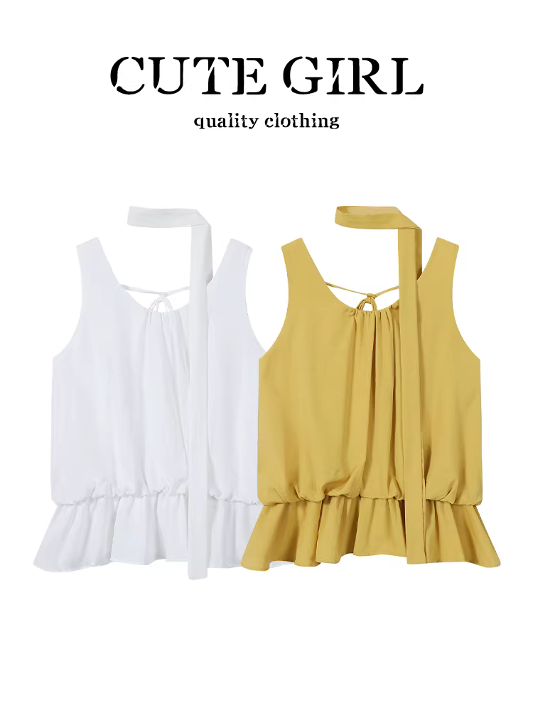 Áo vest không tay buộc dây kiểu Hàn Quốc dễ thương dành cho nữ, áo dây buộc cổ độc đáo và xinh đẹp cho mùa hè.