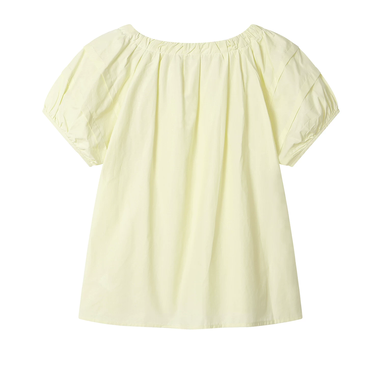 CuteGirl Dopamine Outfit Áo sơ mi tay phồng màu vàng dành cho nữ mùa hè 2025 Thiết kế mới Áo kiểu sang trọng