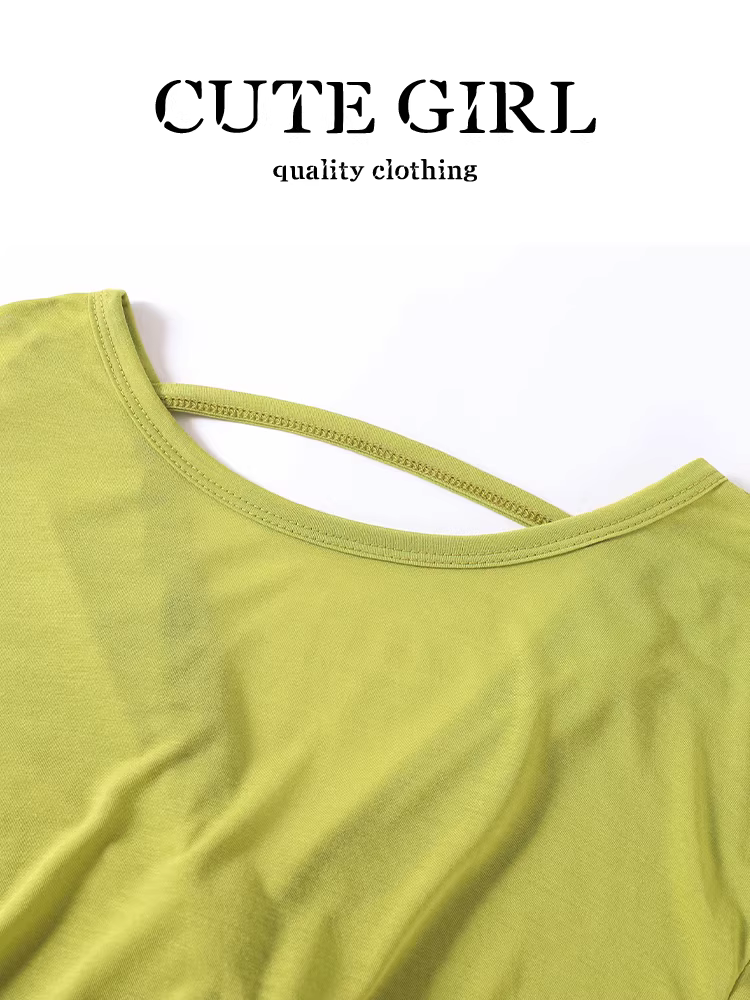 Áo thun che nắng kiểu Hàn Quốc màu xanh lá cây kiểu dáng lười biếng dành cho nữ, thiết kế mùa hè áo dáng rộng