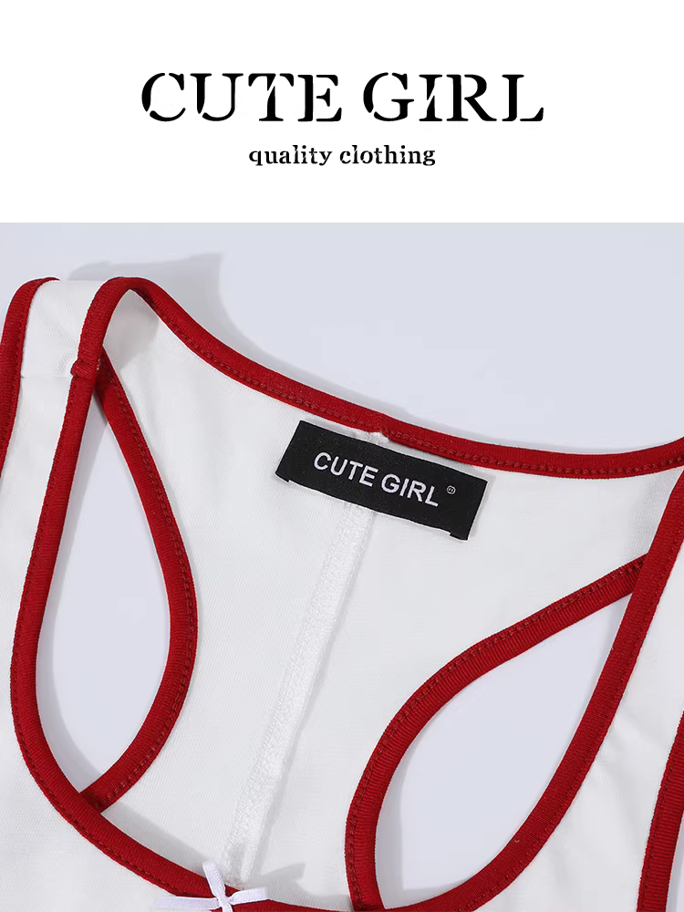 Áo yếm ngắn in chữ phong cách Mỹ của CuteGirl dành cho nữ mùa hè ngắn gọn vừa vặn