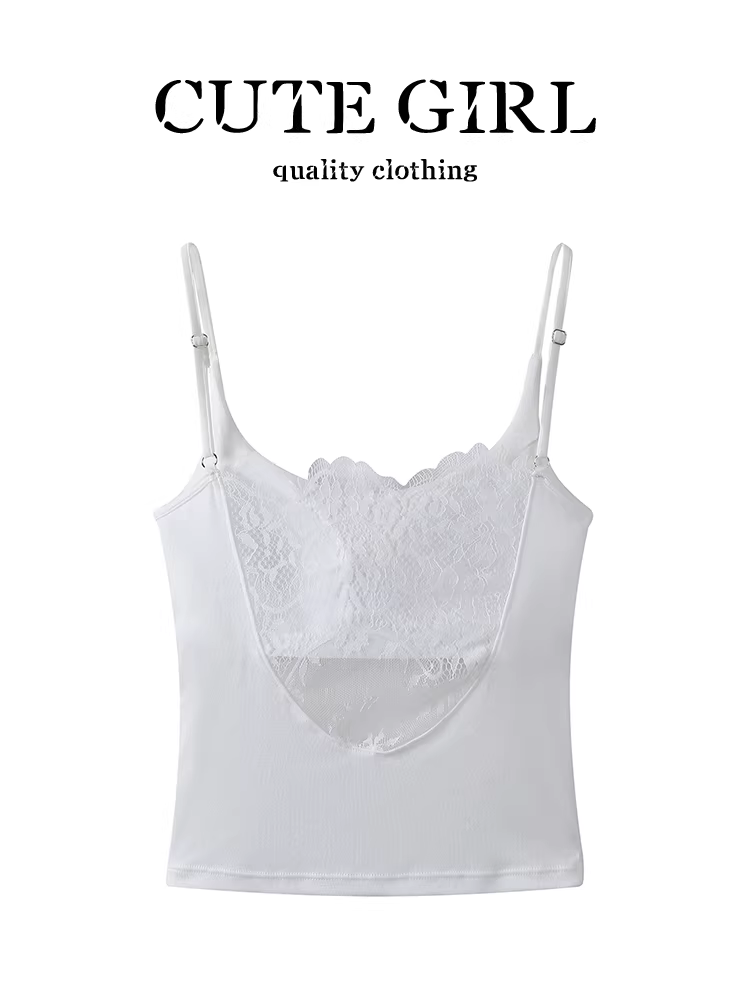 Áo yếm trắng hở lưng ren thuần khiết và quyến rũ phong cách Hàn Quốc dành cho nữ, mùa hè có đệm ngực, ôm vừa vặn, mặc bên trong tôn dáng.