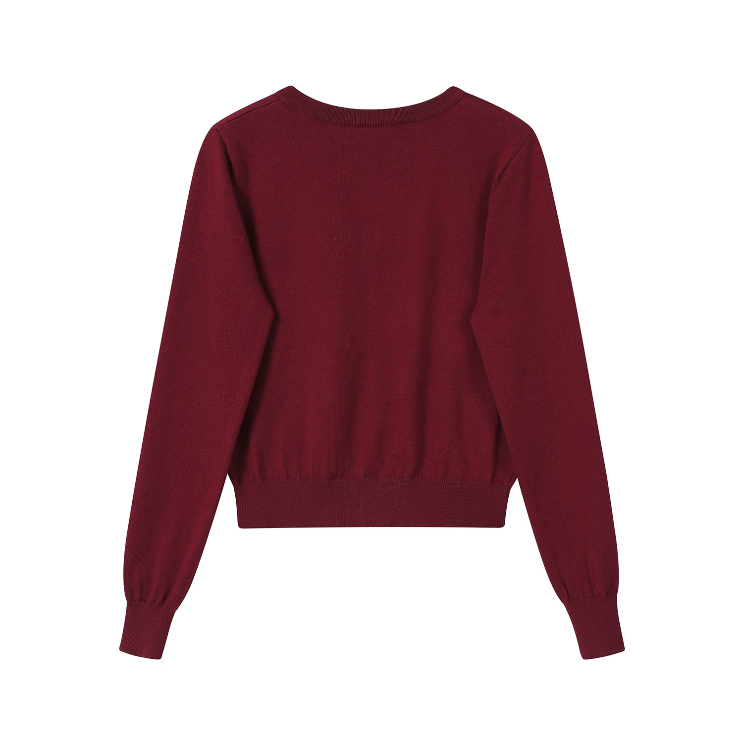 Áo cardigan dệt kim cổ tròn màu đỏ phong cách Hàn Quốc dành cho nữ, đầu thu, dáng nhỏ nhắn, áo khoác dáng rộng, áo dài tay đa năng