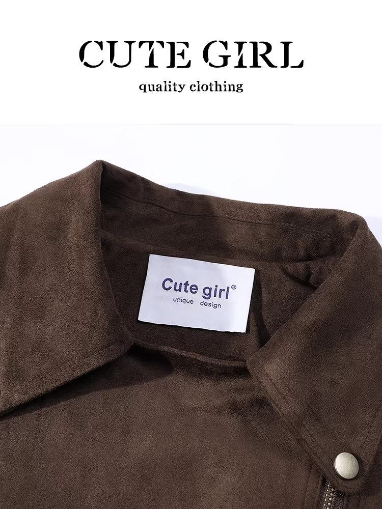 Áo khoác da lộn cổ điển CuteGirl Melard dành cho nữ, áo khoác biker đa năng cao cấp phong cách mùa thu