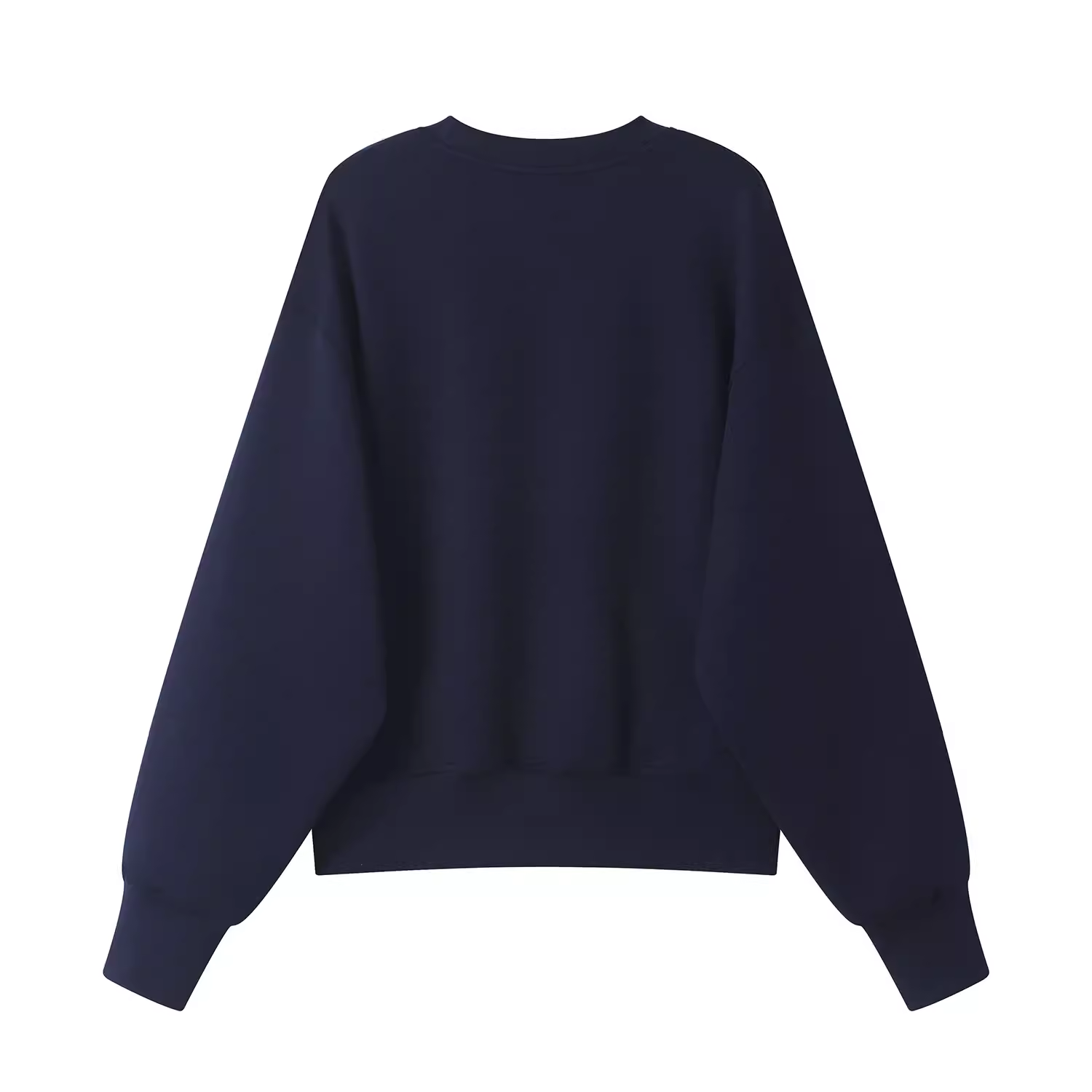 CuteGirl Mỹ phong cách retro màu xanh hải quân in chữ áo len nữ mùa thu dáng rộng cổ tròn áo thun dài tay