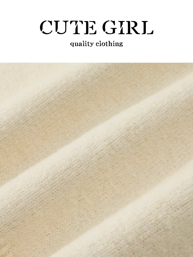 Áo len cổ tròn hoa ba chiều phong cách Pháp của CuteGirl dành cho nữ, thiết kế thu đông, giản dị và đa năng, áo dáng ôm