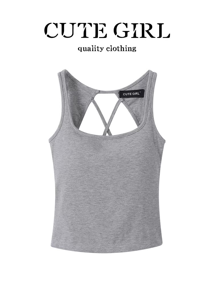 Áo yếm kiểu Mỹ phong cách CuteGirl dành cho nữ, thiết kế mùa hè có khoét lỗ và có mút ngực tích hợp.