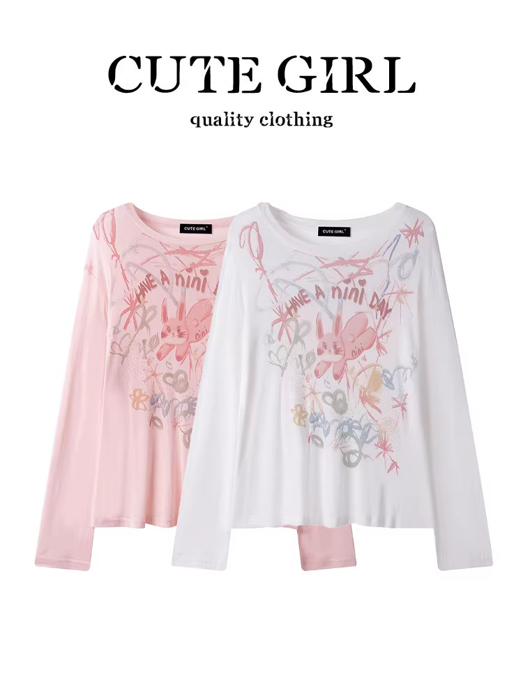 Áo thun chống nắng màu trắng in họa tiết graffiti lười biếng phong cách Hàn Quốc dành cho nữ, áo bảo hộ lao động mùa hè đa năng