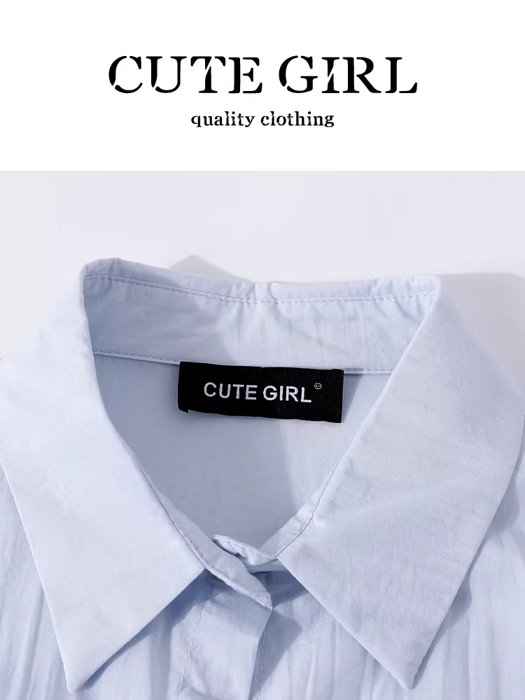 Áo sơ mi ngắn tay cổ POLO giảm tuổi tác phong cách Hàn Quốc dễ thương dành cho nữ mùa hè dáng rộng và đa năng