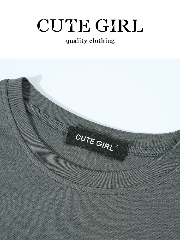 Áo thun ngắn tay thắt eo không đều kiểu Hàn Quốc CuteGirl dành cho nữ, áo thun ngắn tay đa năng hợp thời trang mùa hè, giảm tuổi tác khi đi làm