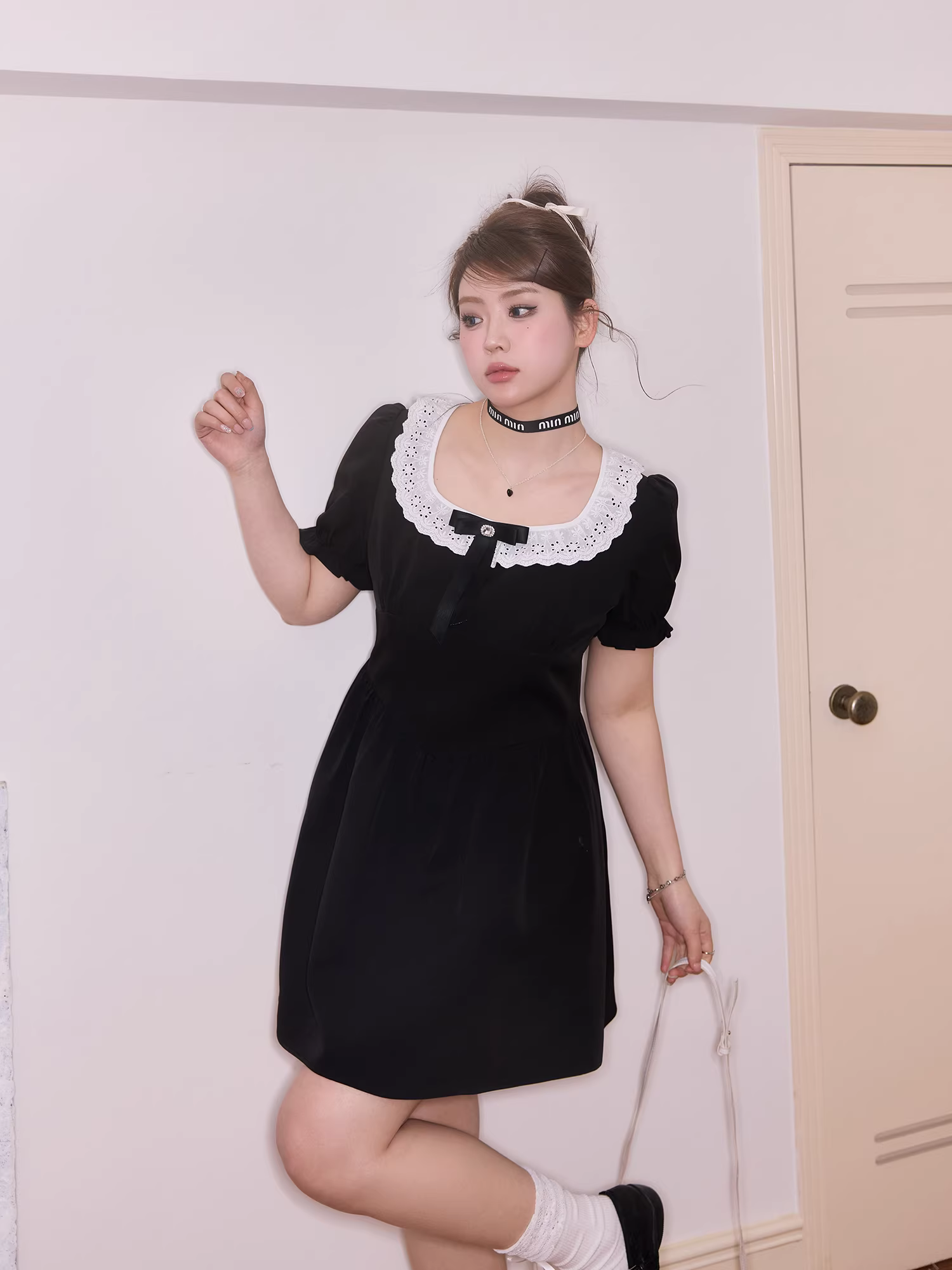 Quần áo nữ Zhang Daren cỡ lớn váy eo thon dáng quả lê trang phục giảm béo cao cấp váy đen nhỏ thanh lịch