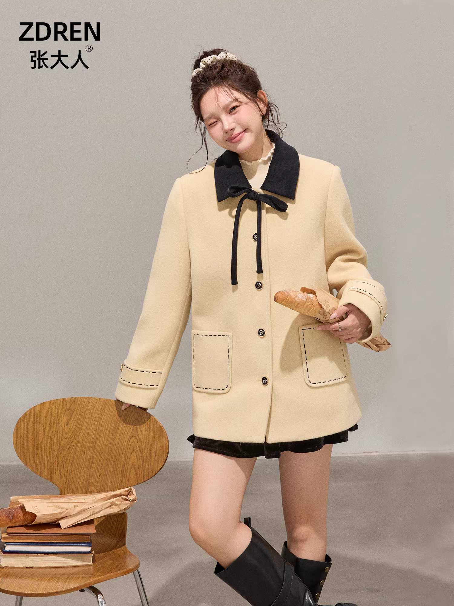 Quần áo nữ cỡ lớn dành cho các cô nàng hơi mũm mĩm, phong cách Hàn Quốc, tôn dáng, thanh lịch, vừa vặn, bộ áo khoác và váy len tinh tế.