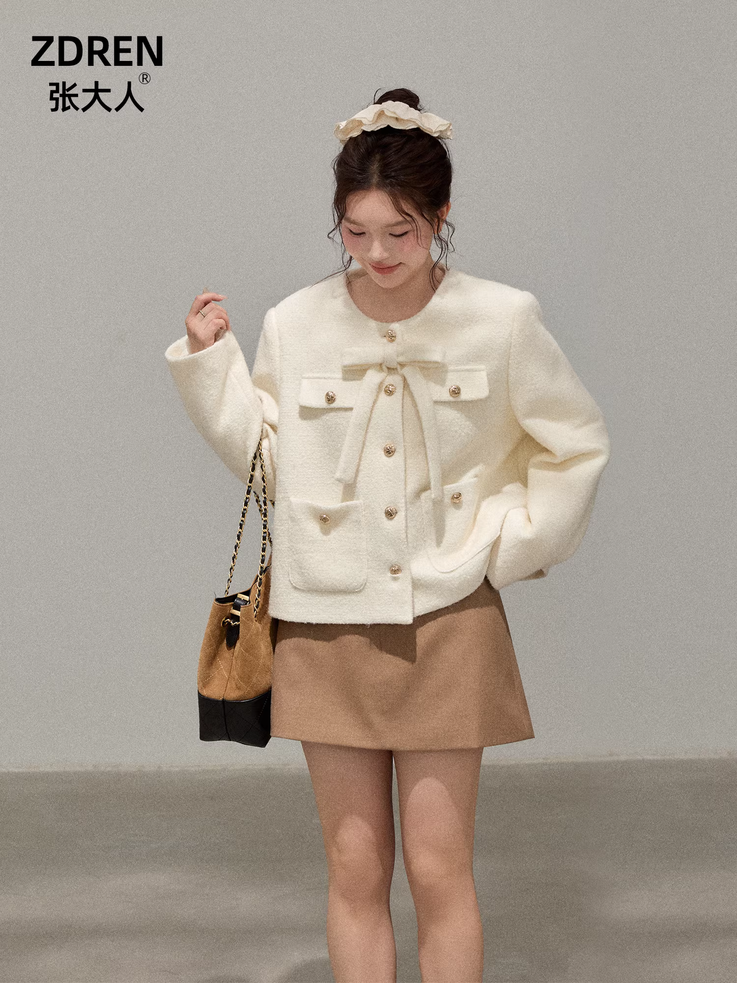 Quần áo nữ cỡ lớn dành cho người lớn, trang phục giảm béo cho các cô gái mũm mĩm, áo khoác kiểu Pháp thanh lịch lấy cảm hứng từ Chanel, váy kaki.