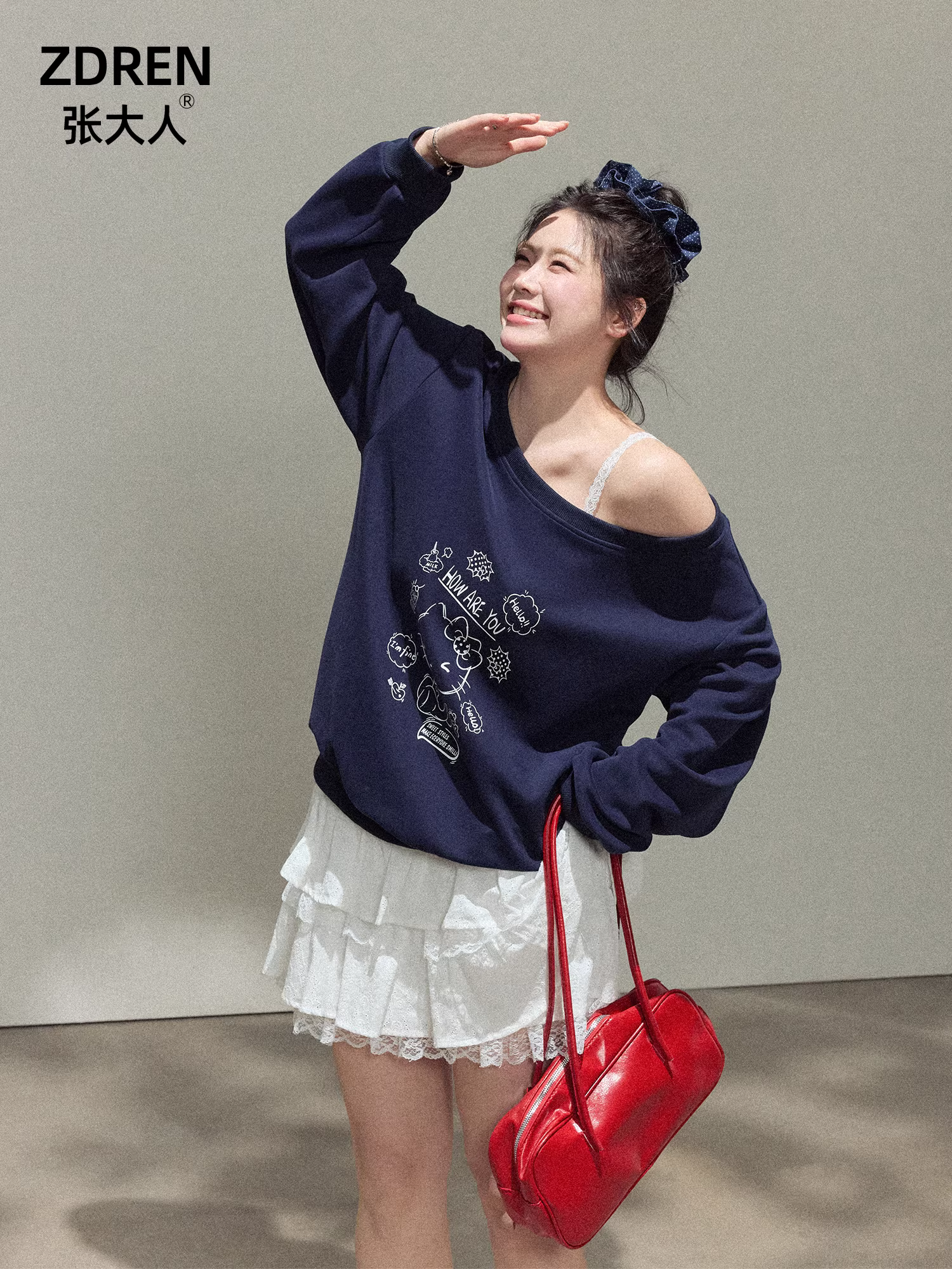 Quần áo nữ cỡ lớn dành cho người lớn, hơi mũm mĩm, phong cách Hàn Quốc, giản dị và thoải mái, áo trễ vai, váy trắng, bộ đồ tôn dáng.